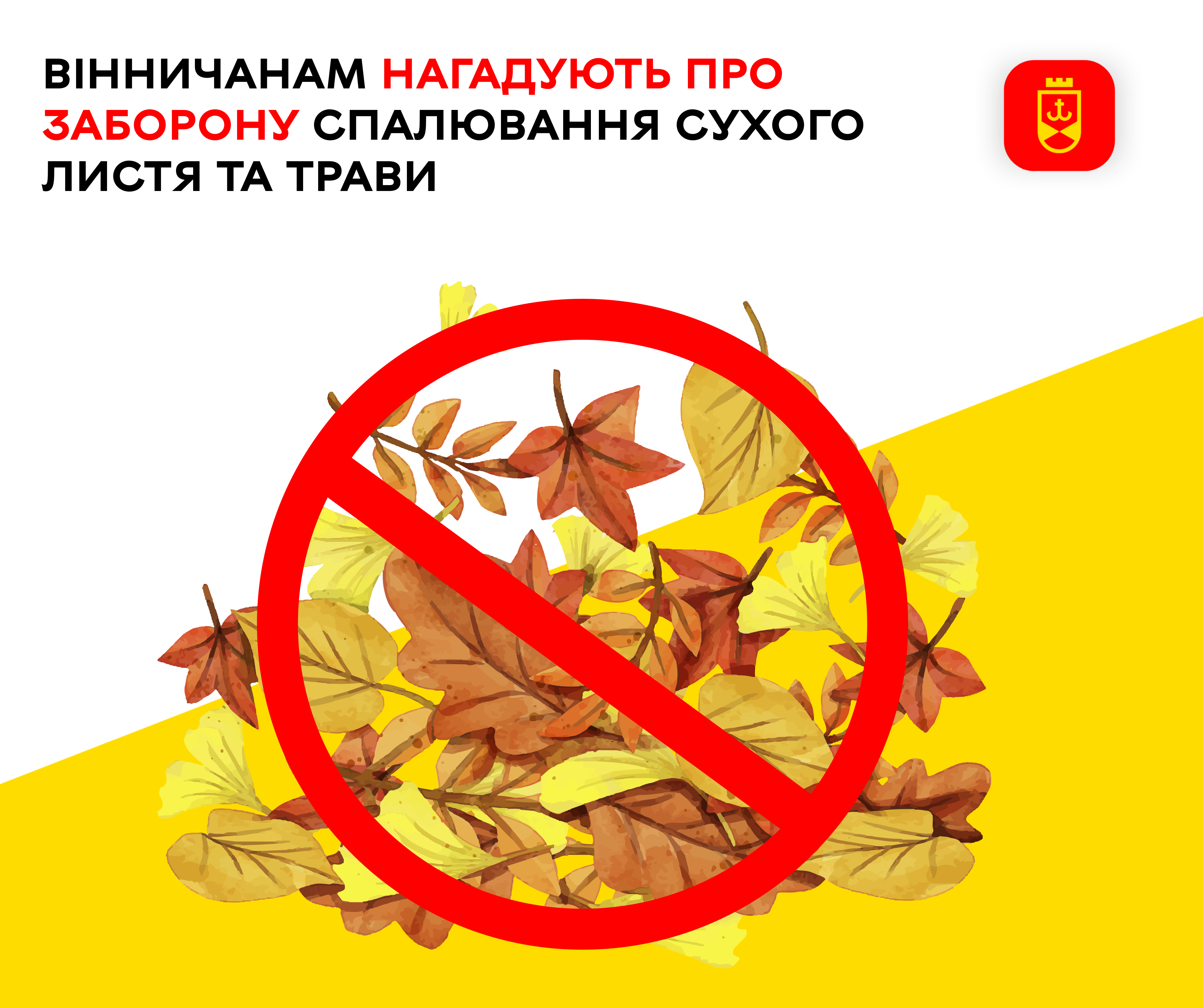Вінничанам нагадують про заборону спалювання сухого листя та трави